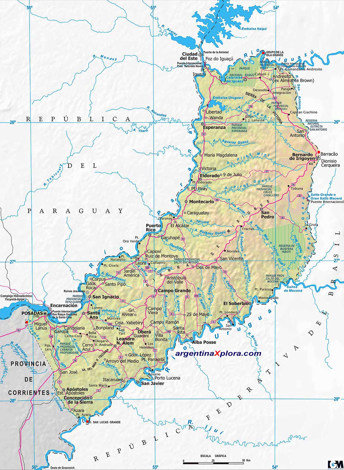 Mapa de la Provincia de Misiones