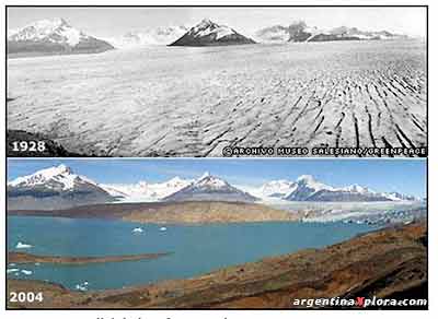 El glaciar Upsala de Argentina fue una vez el más grande 
de Sudamérica, pero ahora está desapareciendo a una 
velocidad de 200 metros por año. foto:BBC/Greenpeace