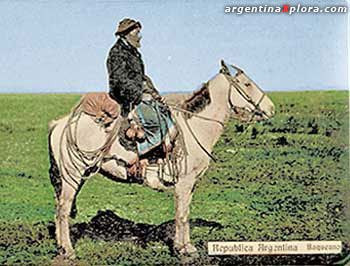 Baqueano - antigua postal de gaucho a caballo
