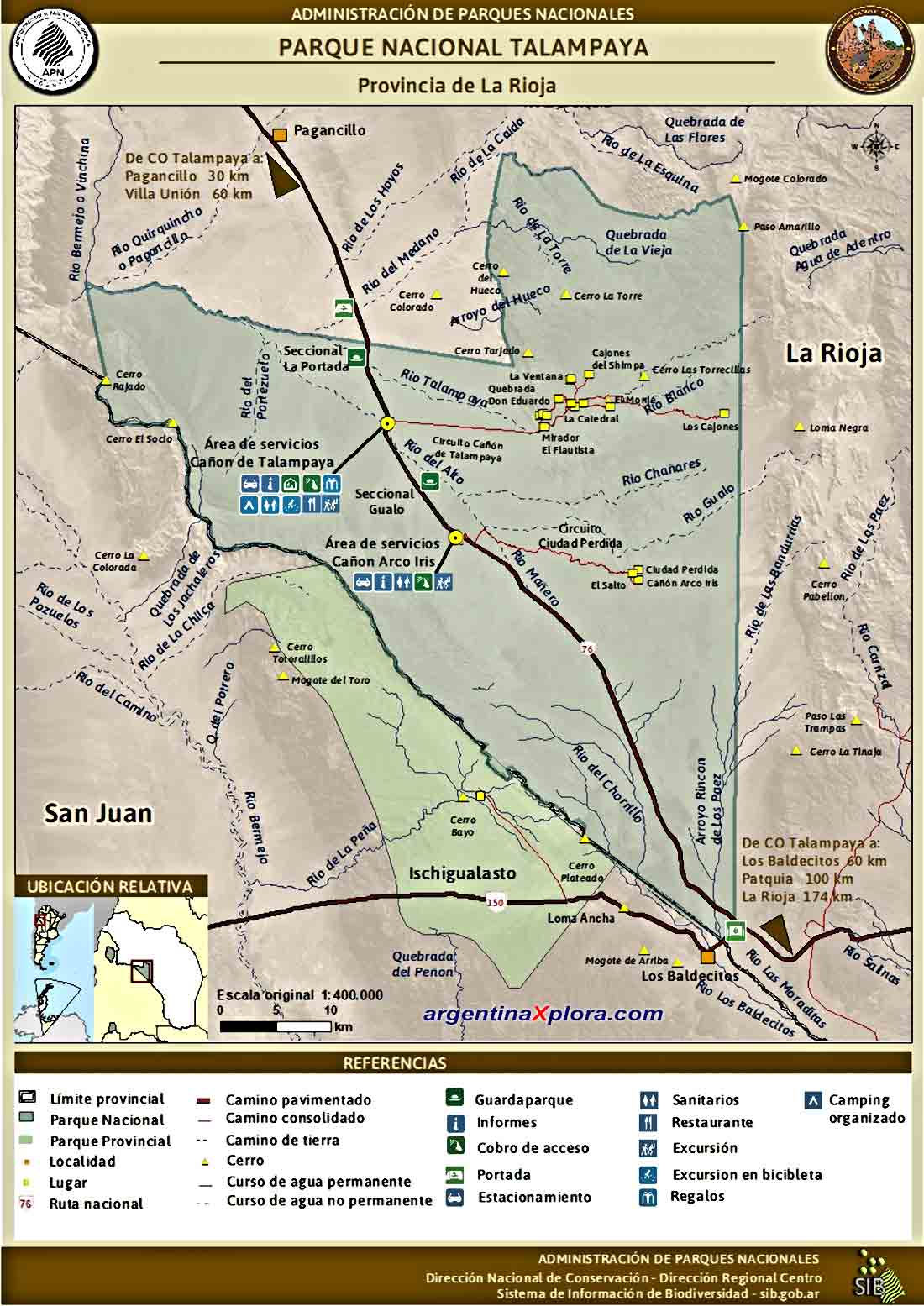 Mapa del Parque Nacional Talampaya