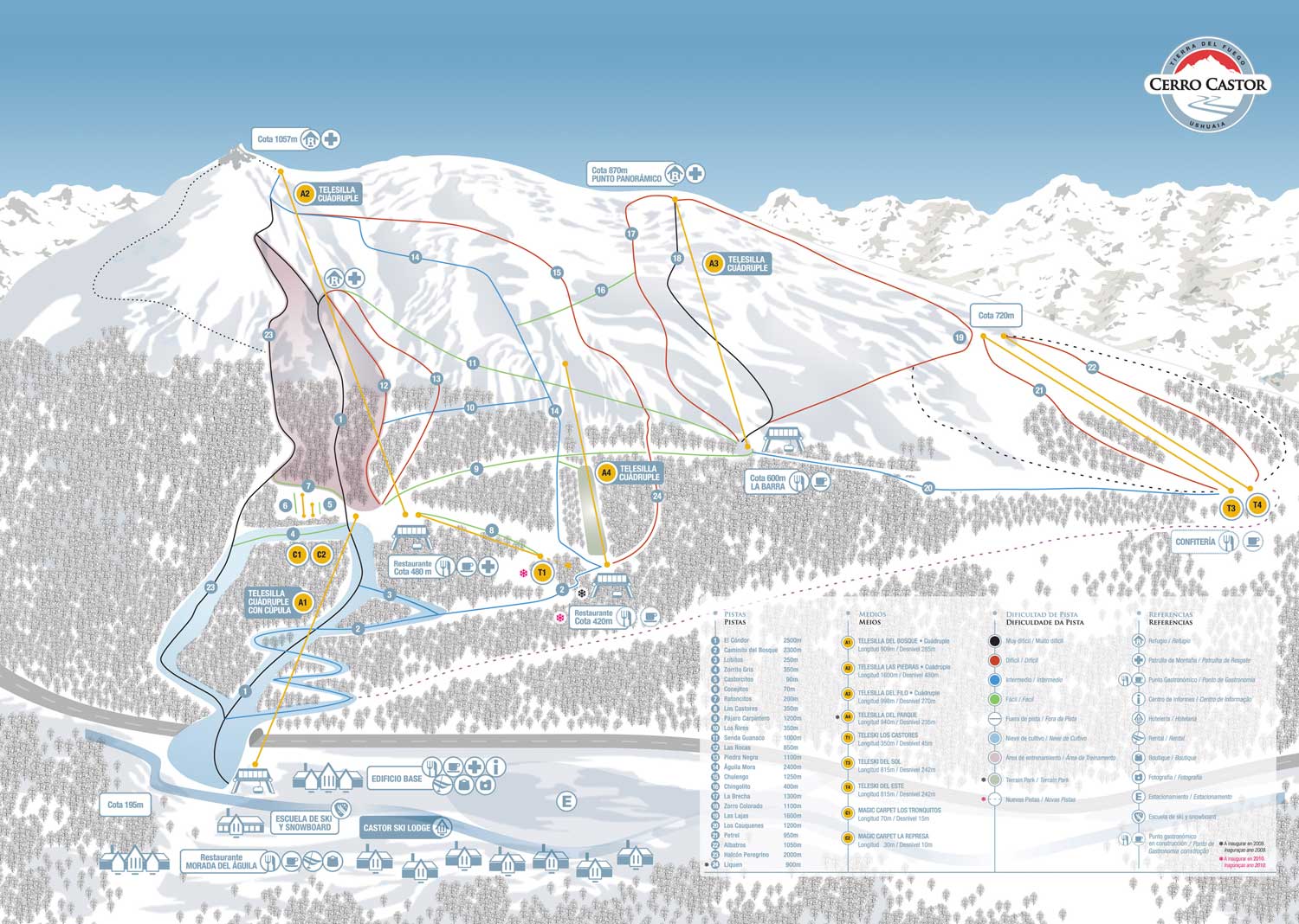 Cerro Castor Ski Mapa de Pistas
