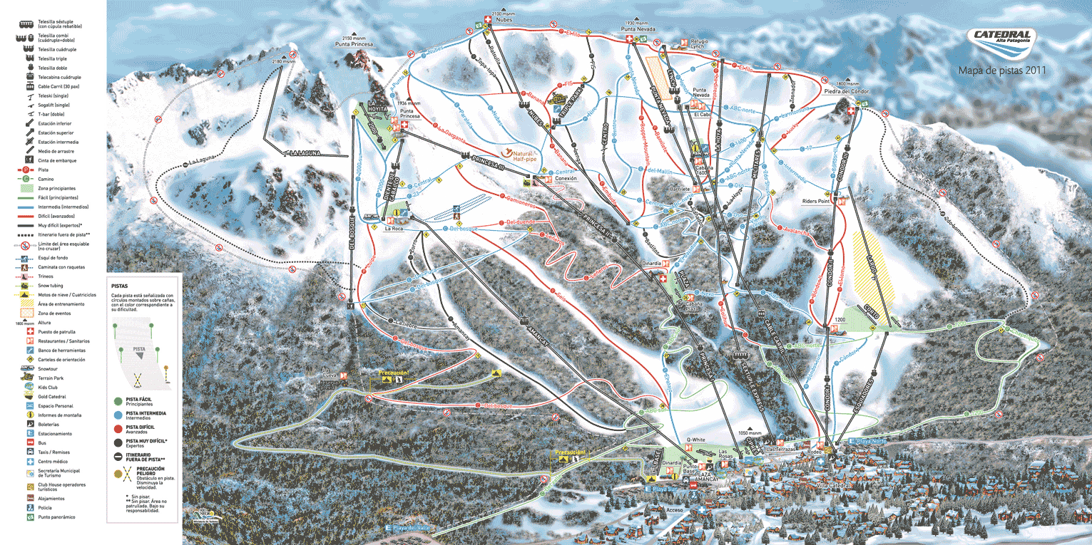 Mapa de Pistas de Ski - Cerro Catedral - Bariloche - Río Negro