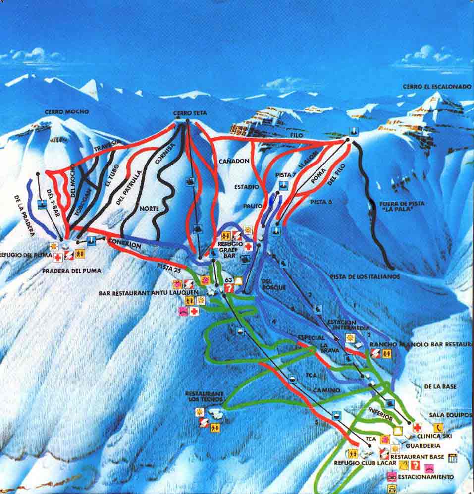 Ski en Cerro Chapelco - Mapa de Pistas - San Martín de los Andes - Neuquén