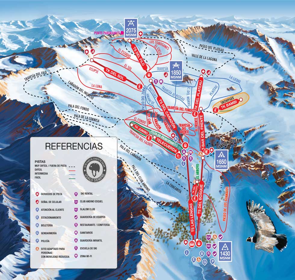 Mapa de Pistas de Ski de La Hoya, Esquel, Chubut