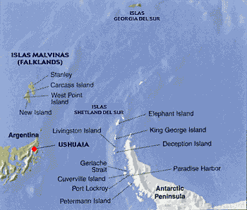 Mapa de crucero a la Antártida