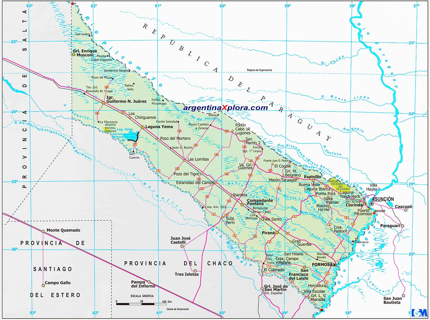 Mapa de la Provincia de Formosa - Argentina