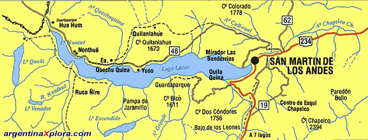 Mapa de San Martín de los Andes - Provincia del Neuquén - Rutas y Localidades.