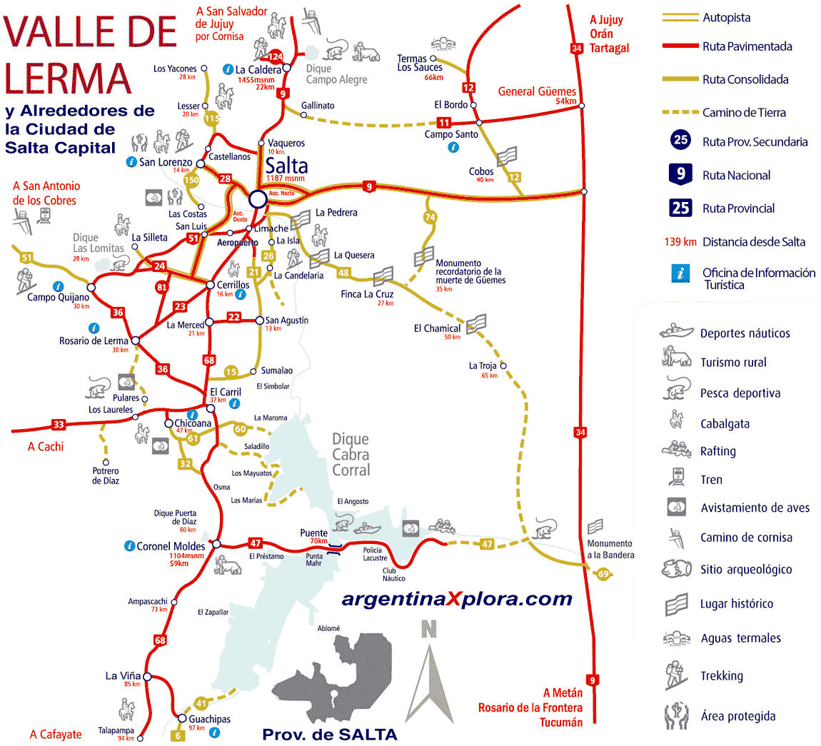 Mapa del circuito turístico del Nor-Este de la Provincia de Salta