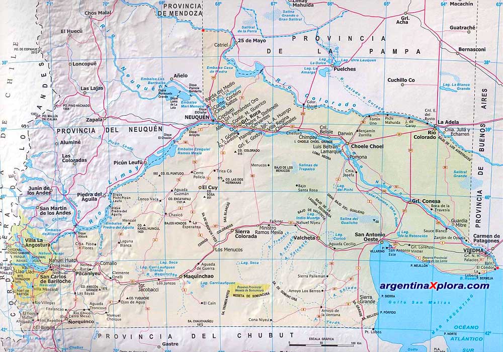 Map and Locations of Rio Negro - Road Map and Locations - Argentina